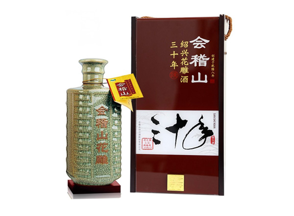 金华会稽山黄酒回收会稽山三十年绍兴花雕酒30年木盒装2.5L黄酒行情价格